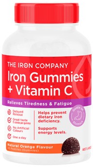 The Iron Company Iron + Vitamin C Orange Flavour 30 Gummies