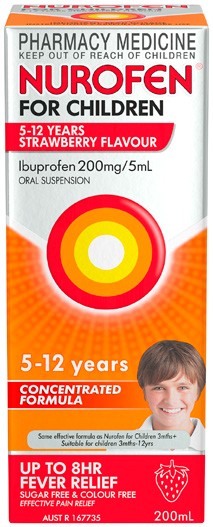 Nurofen For Children 5-12 Years Strawberry Flavour 200mL