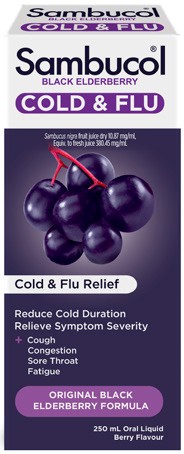 Sambucol Cold & Flu Relief Oral Liquid Berry Flavour 250mL