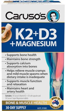 Caruso’s K2 + D3 + Magnesium 30 Day Supply