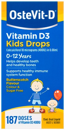 OsteVit–D Vitamin D3 Kids Drops Oral Liquid Butterscotch Flavour 15mL