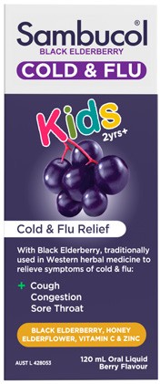 Sambucol Cold & Flu Kids 2yrs+ Oral Liquid Berry Flavour 120mL