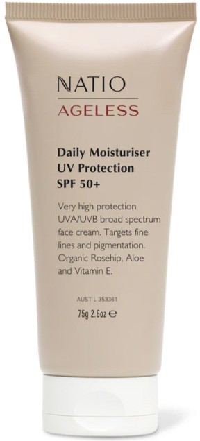 Natio Ageless Daily Moisturiser UV Protection SPF 50+ 75g