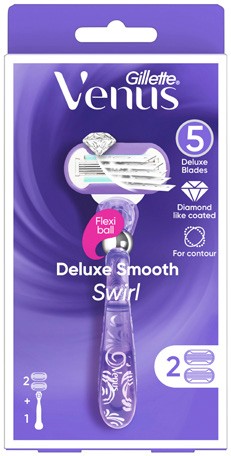 Gillette Venus Deluxe Smooth Swirl Razor Handle + 2 Blade Refills