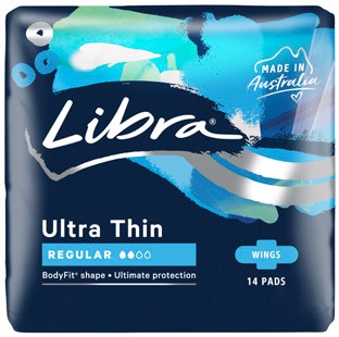 Libra Ultra Thin Regular Pads With Wings 14 Pack