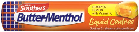 Butter-Menthol Honey & Lemon Liquid Centre Sore Throat Lozenges + Vitamin C 10 Pack