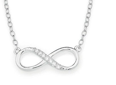 Sterling Silver Cubic Zirconia Infinity Necklet