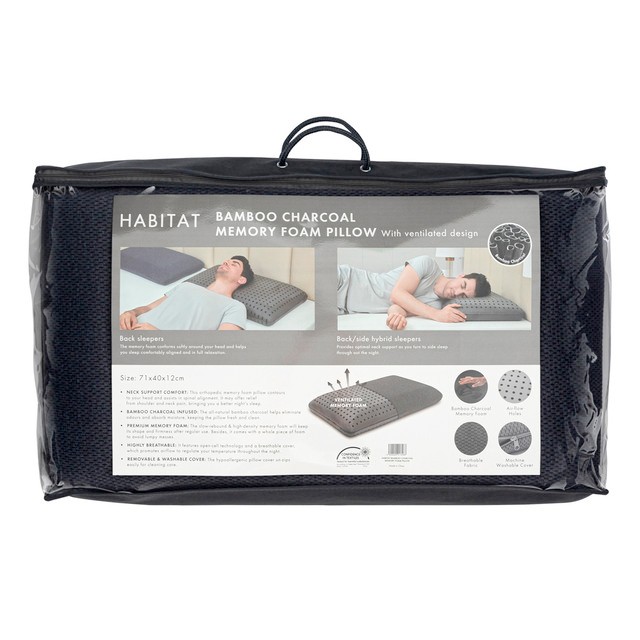 Bamboo Charcoal Memory Foam pillow by Habitat