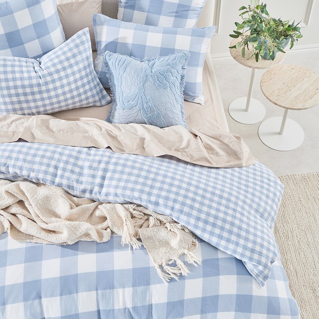 Della Blue Check Quilt Cover Set by Habitat