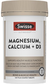 Swisse Ultiboost Magnesium, Calcium + D3 Tablets 120 Pack