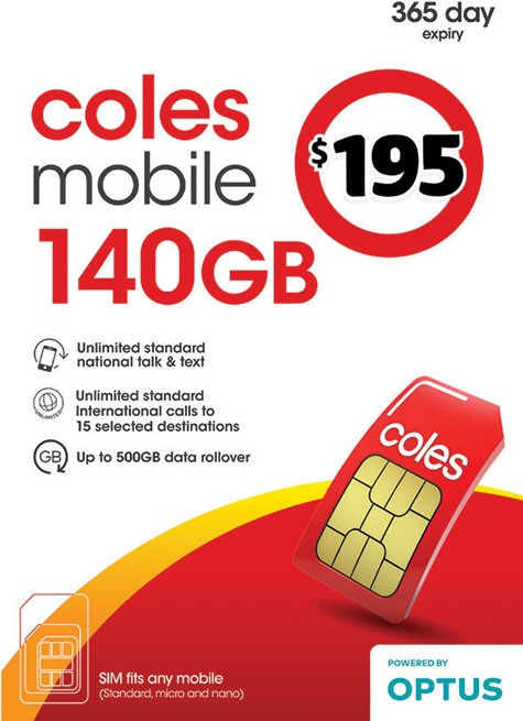 Coles Mobile $195 Prepaid SIM