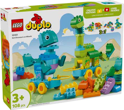 NEW LEGO DUPLO 3-in-1 Dinosaurs on Wheels 10451