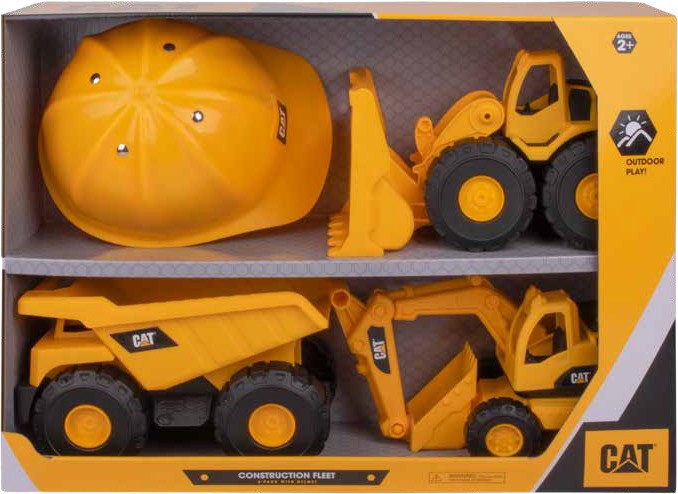CAT 3-Pack 10-Inch Construction Fleet with Helmet