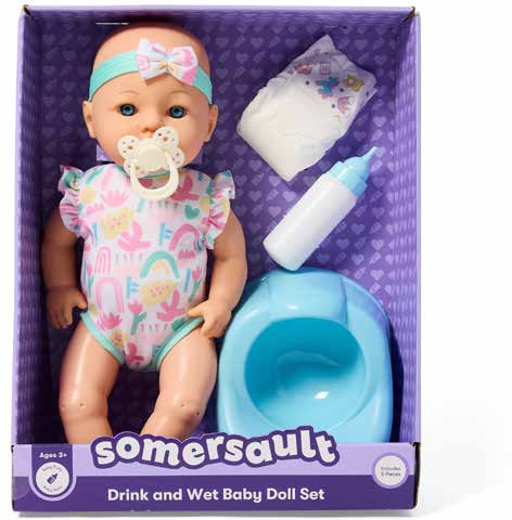 NEW Somersault 40cm Drink and Wet Doll