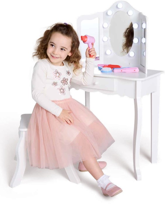 NEW Somersault Wooden Vanity Set with Lights and Stool