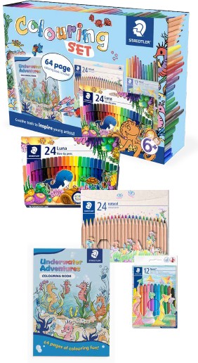 NEW STAEDTLER® 60 Piece Colouring Set with 64 Page Colouring Book