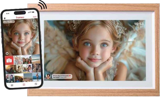 Momnt 10.1-Inch Frameo Digital Wood Photo Frame - Natural