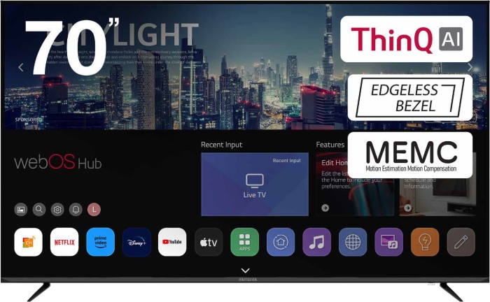 AIWA 70” Edgeless 4K UHD WebOS Hub TV with Magic Remote