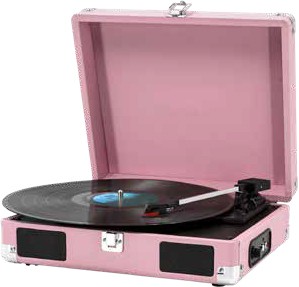 NEW Techxtras Suitcase Turntable with Wireless Speaker - Pink