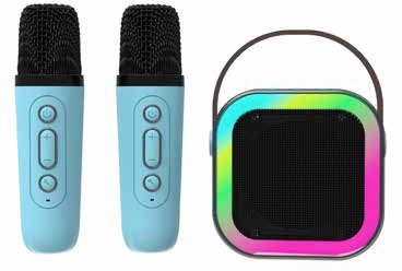 Laser Mini Karaoke Speaker with 2 Microphones - Blue