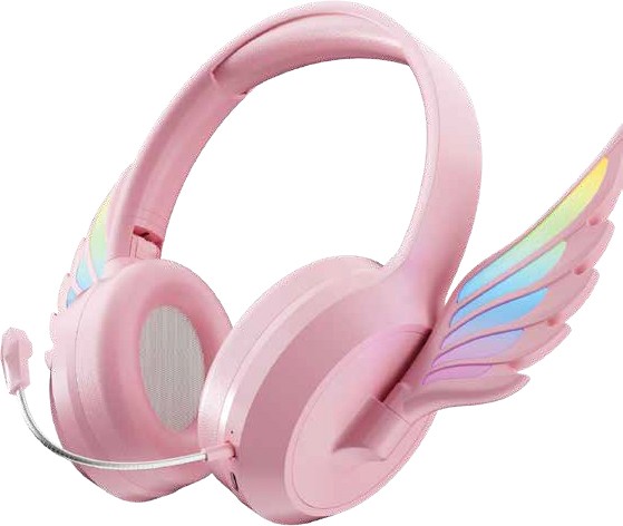 NEW Laser Kids Bluetooth Headphone with Wings - Pink