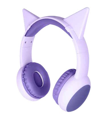 Techxtras Wired Headphones with Detachable Cat Ears - Purple