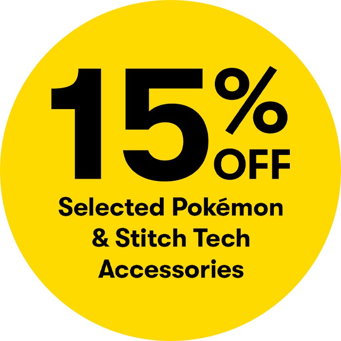 15% off Selected Pokémon & Stitch Tech Accessories