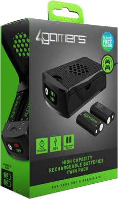 4Gamers Xbox Wireless Controller High Capacity Twin Rechargeable Battery Packs - Black