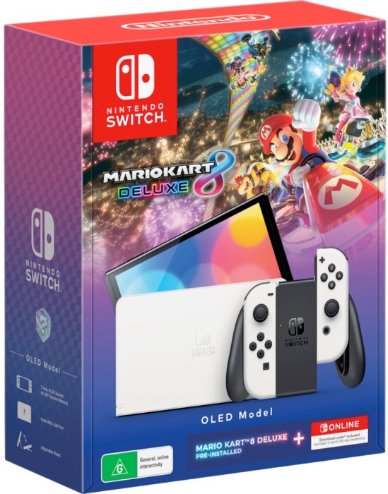 Nintendo Switch OLED Console - White + Mario Kart 8 + 12 Month NSO Subscription