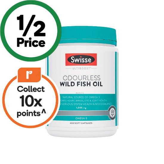 Swisse Ultiboost Odourless Wild Fish Oil Capsules Pk 400~