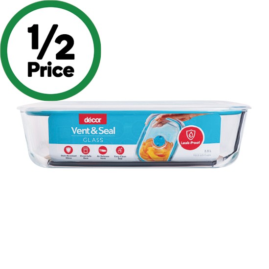 Decor Vent & Seal Glass Oblong 2.5 Litre
