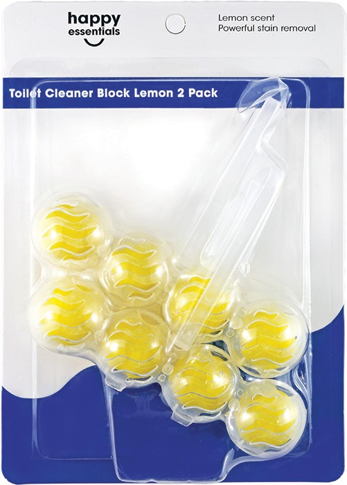 Happy Essentials Toilet Cleaner Block Lemon 2 Pack