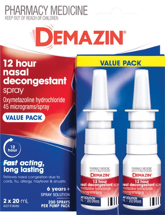 Demazin 12 Hour Nasal Decongestant Spray Value Pack 2 x 20mL*