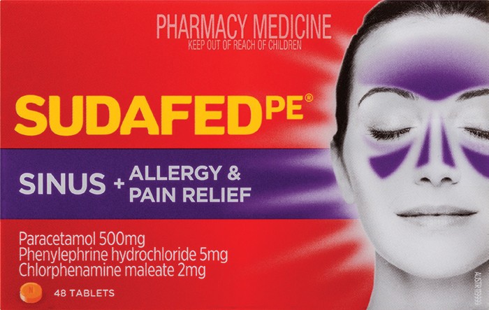 Sudafed PE Sinus + Allergy & Pain Relief 48 Tablets^