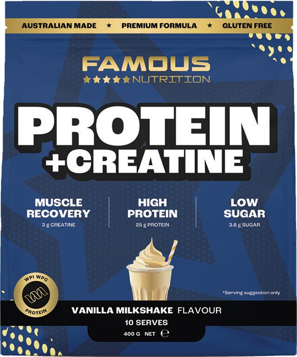 Famous Nutrition Protein + Creatine Vanilla Milkshake Flavour 400g*