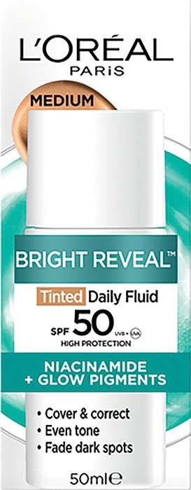 L’Oréal Paris Bright Reveal Tinted Daily Fluid SPF 50 Medium 50mLΩ