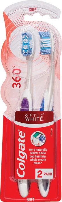 Colgate Toothbrush 360 Optic White Platinum 2 Pack