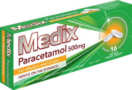Medix Paracetamol 500mg Caplets 16 Pack**