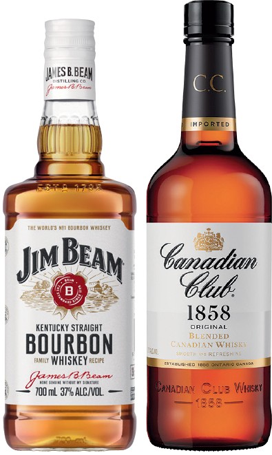 Jim Beam White Label Bourbon or Canadian Club Whisky 700mL