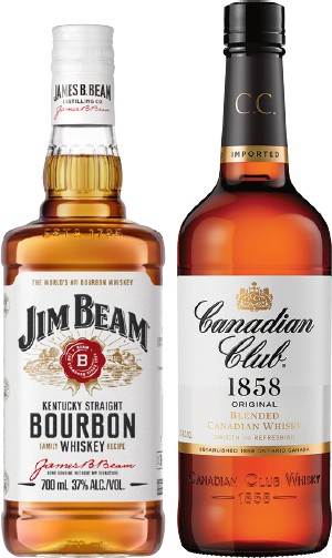 Jim Beam White Label Bourbon or Canadian Club Whisky 700mL