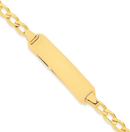9ct Gold 15cm Solid Open Curb Identity Bracelet