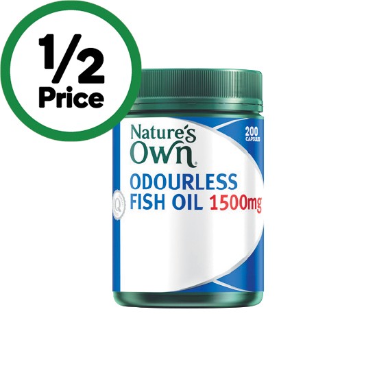 Nature’s Own Odourless Fish Oil 1500mg Capsules Pk 200~