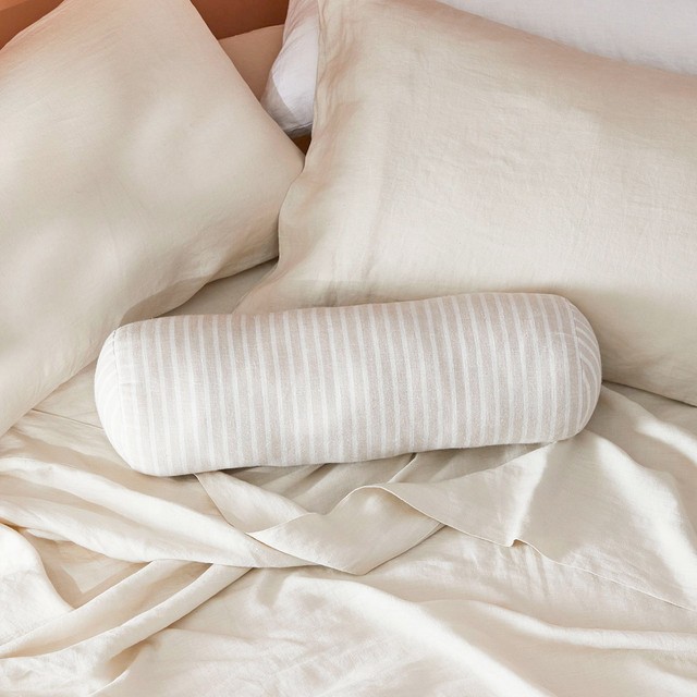 Sahara Linen Striped Bolster by M.U.S.E.