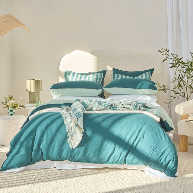 Linen Look Reversible Quilt Cover Set by Essentials