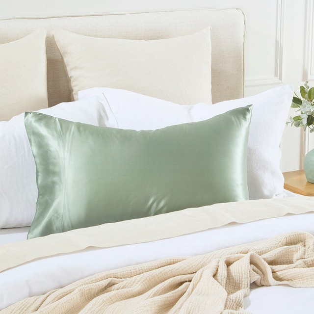 Sage Mulberry Silk Plain Pillowcase by M.U.S.E.