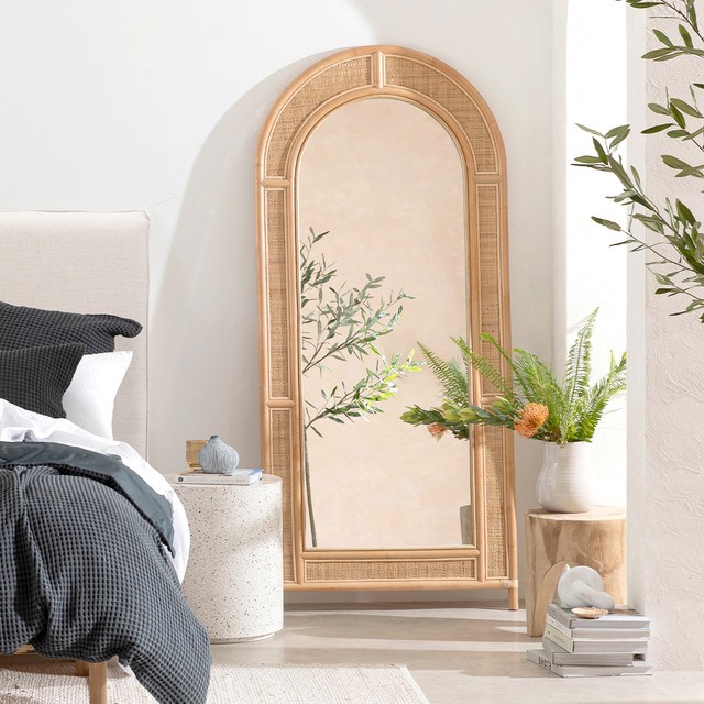 Otto Rattan Arch Floor Mirror by M.U.S.E.