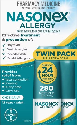 Nasonex Allergy Non-Drowsy 24 Hour Nasal Spray 2 x 140 Metered Sprays
