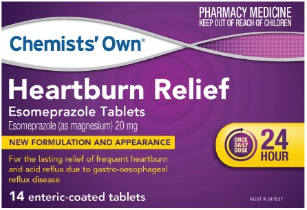 Chemists Own Heartburn Relief Esomeprazole 20mg 14 Tablets
