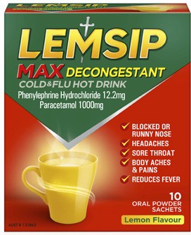 Lemsip Max Decongestant Cold & Flu Lemon Hot Drink 10 Pack^