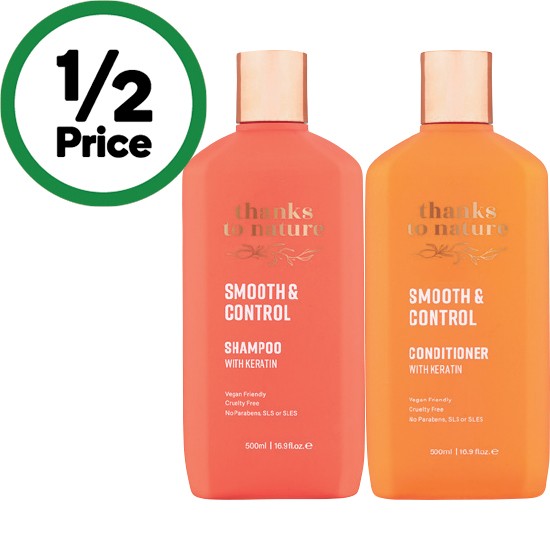 Thanks To Nature Smooth & Control Shampoo or Conditioner 500ml